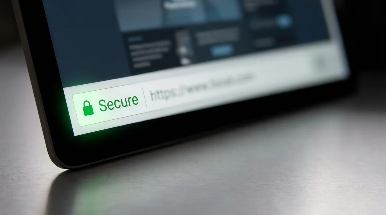 Schermata di browser che mostra lucchetto verde di sicurezza HTTPS