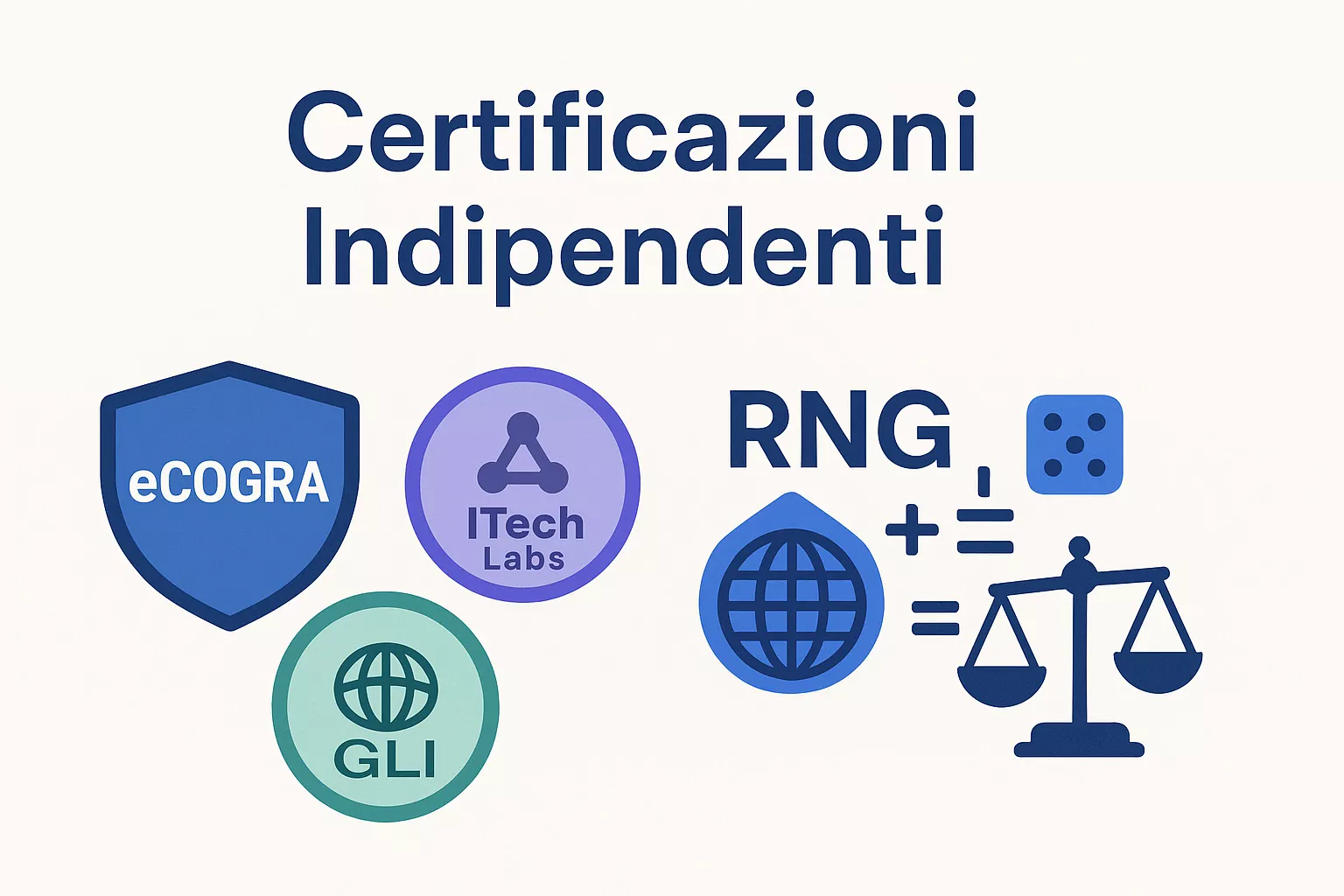 Certificazioni indipendenti eCOGRA, iTech Labs e GLI per bookmaker affidabili