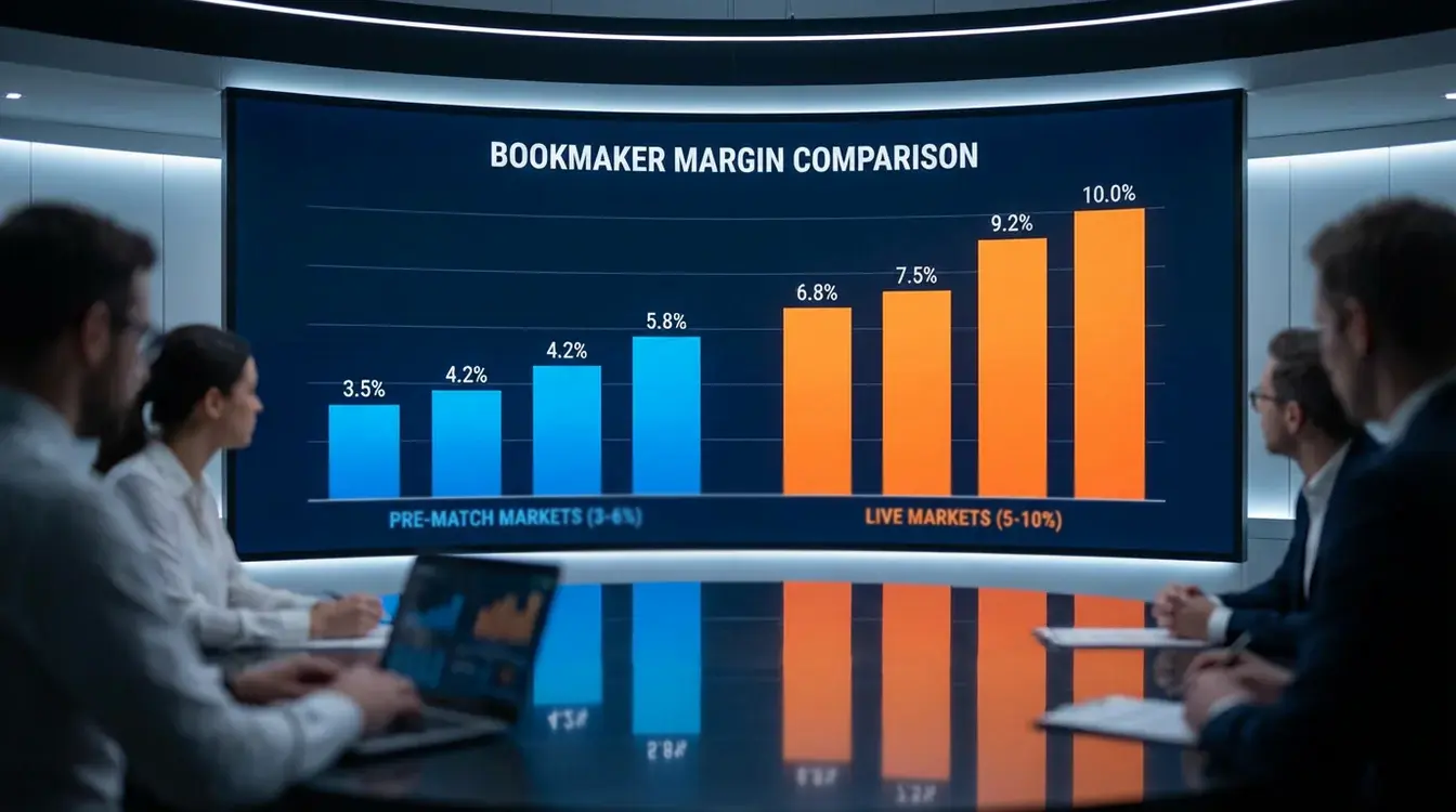 Grafico che confronta i margini tra quote pre-match e live