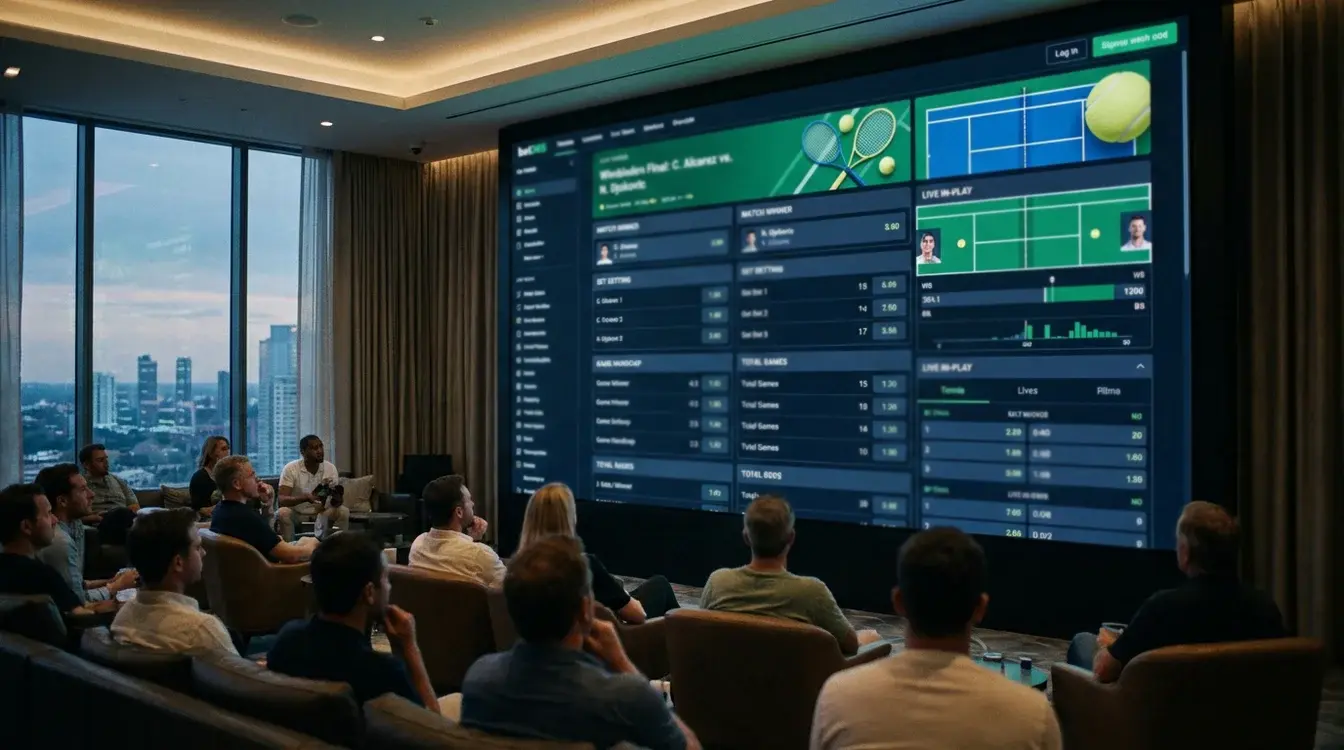 Display con quote tennis su game, set e match