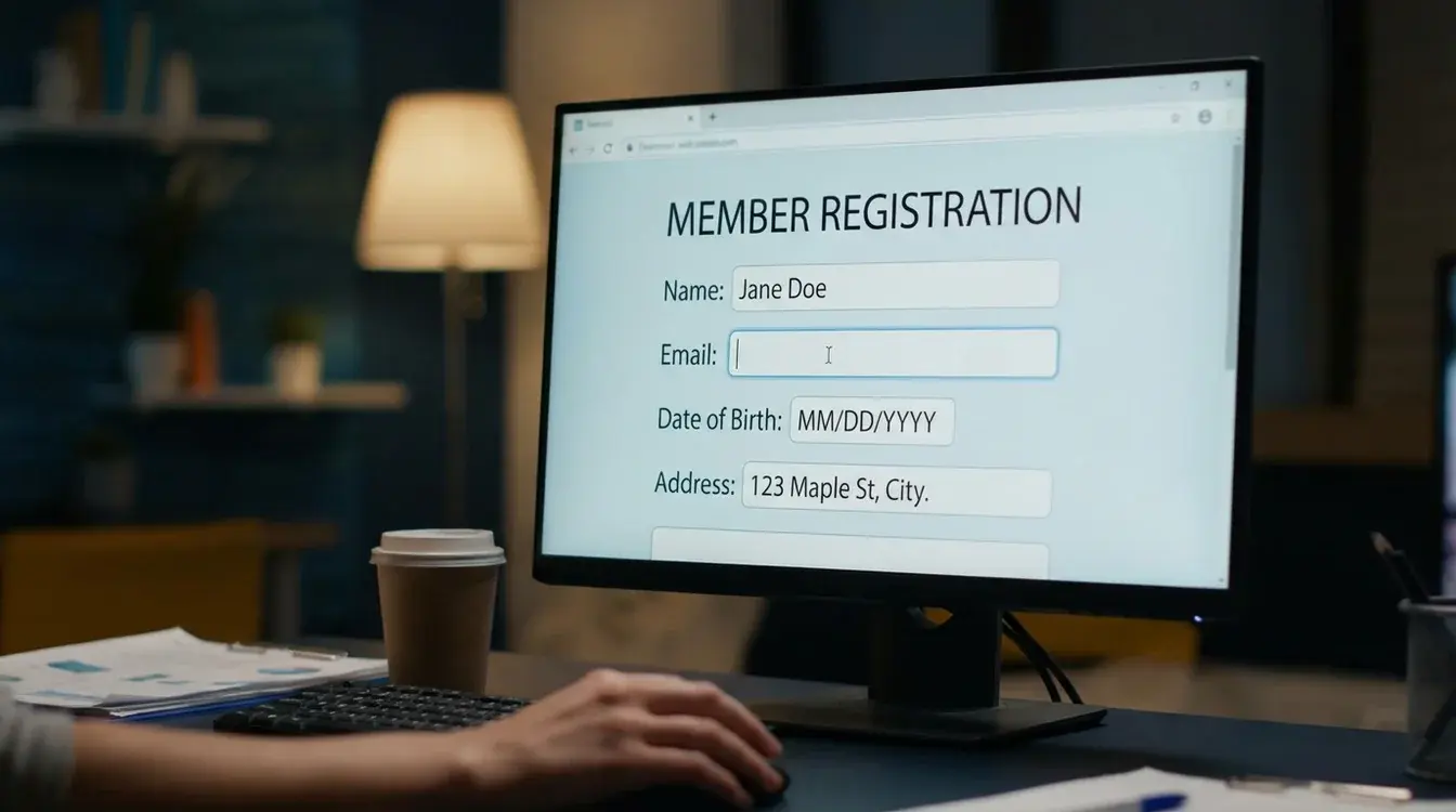 Schermata di modulo registrazione con campi dati personali