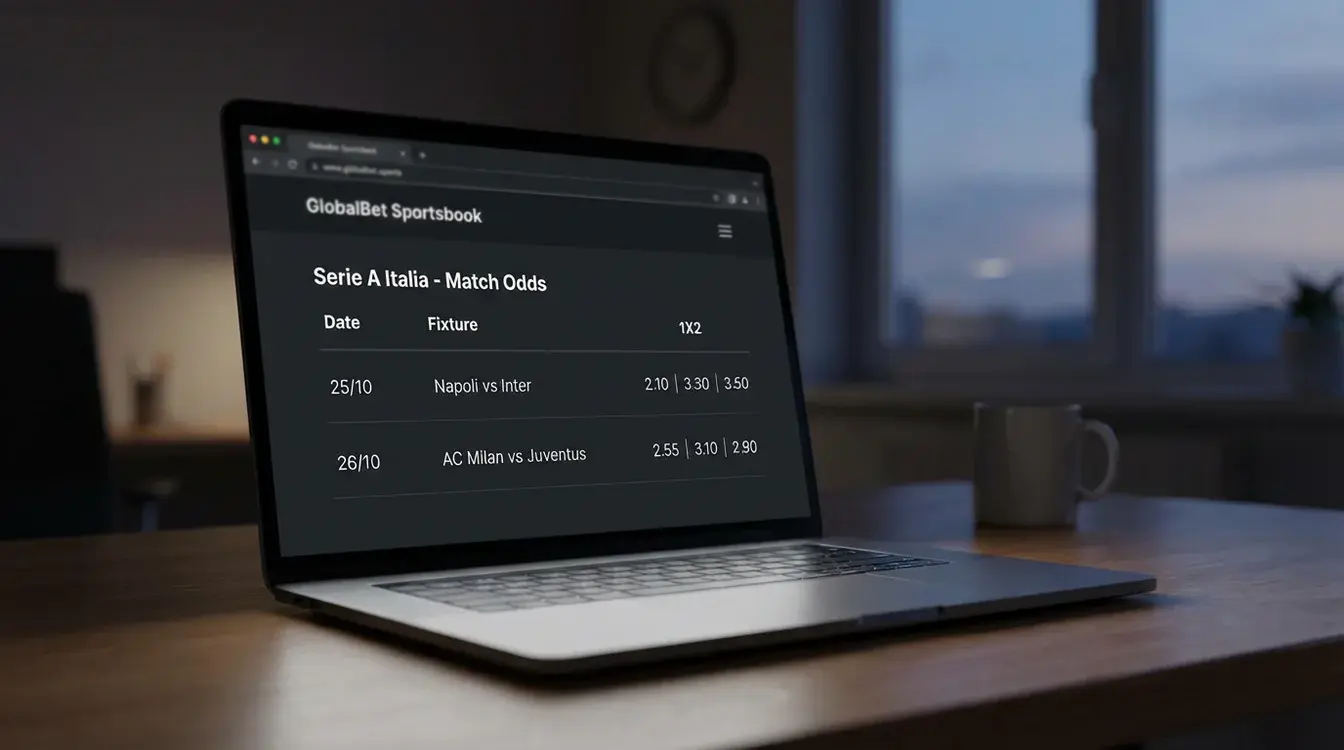 Display con quote di partite Serie A su bookmaker internazionale