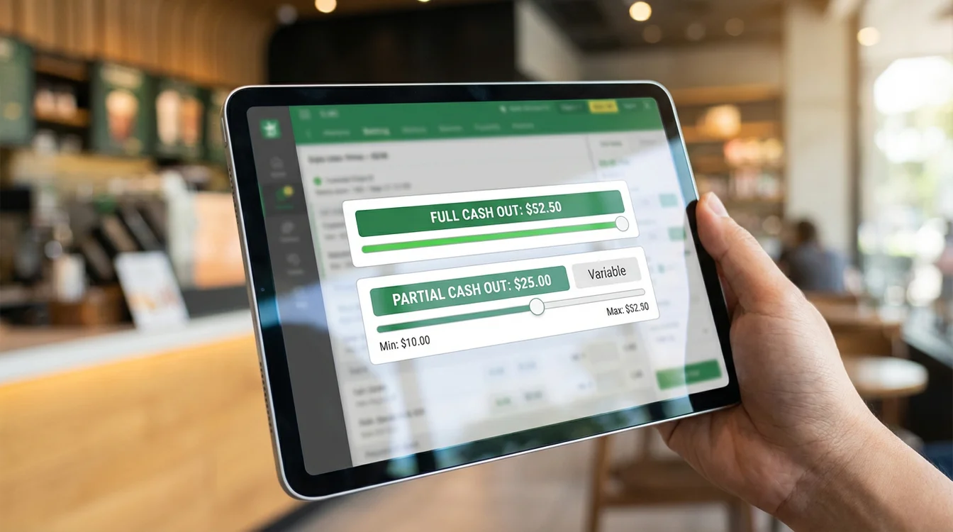 Interfaccia che mostra opzioni di cash out totale e parziale